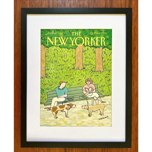 The New Yorker Other - Framed 1988 The New Yorker Magazine Cover June 27 Ehrenberg Dogs Park Bench